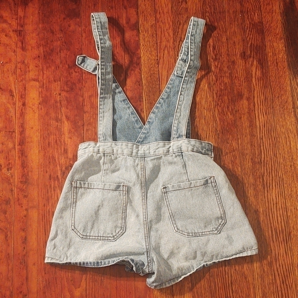 Mudd Light Wash Shortalls/Short Denim Overalls Sz S - Picture 5 of 8